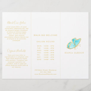 Blue and Gold Elegant Butterfly Trifold Brochure