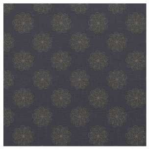 Blue and Gold Elegant Floral Pattern Fabric