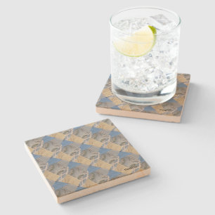 Blue and Gold Fabric Art Stone Coaster
