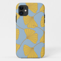 Blue and Gold Fall Ginkgo Ginko Biloba Leaves