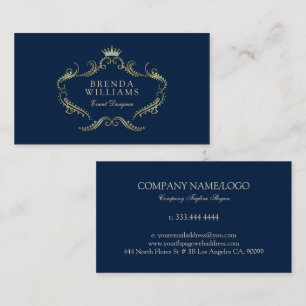 Blue And Gold Faux Glitter Ornate Frame Business C Business Card