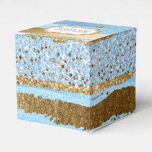 Blue and Gold Faux Paint and Glitter Favour Box