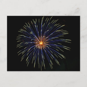 Blue and Gold fireworks Postcard