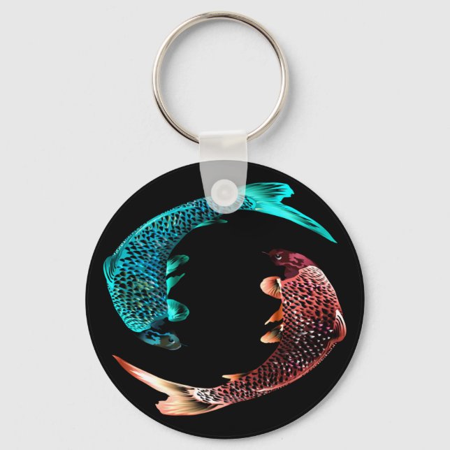 Blue and Gold Fish Key Ring (Front)