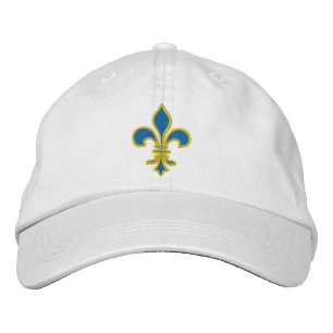 Blue and Gold Fleur De Lis Hat