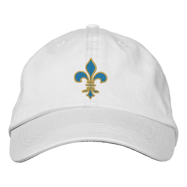 Blue and Gold Fleur De Lis Hat (Front)