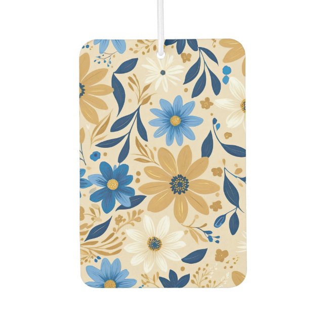 blue and gold floral car air freshener (Front)