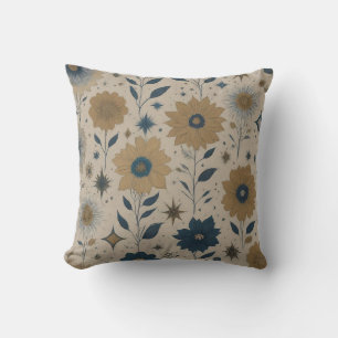 Blue and Gold Floral  Cushion