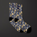 Blue and Gold Floral Monogram Socks<br><div class="desc">Elevate your wedding attire with our Blue and Gold Floral Monogram Socks. The vibrant blue and gold accents create a striking and luxurious appearance. Don't forget to explore our matching neck tie for a perfect match.</div>