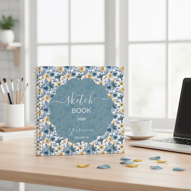 Blue and Gold Floral Notebook (Creator Uploaded)