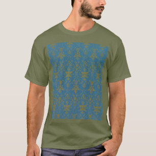 Blue And Gold Floral Pattern T-Shirt