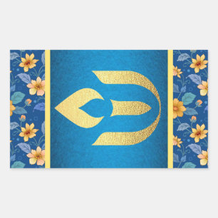 Blue and gold flower Unitarian Universalism chalic Rectangular Sticker
