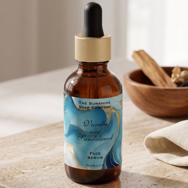 Blue and Gold Foil Cosmetics Dropper Bottle Label (Creator Uploaded)
