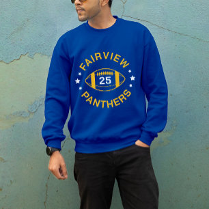 Blue and Gold Football Player Jersey Number Sweatshirt