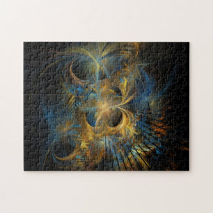 Blue And Gold Fracta Jigsaw Puzzle