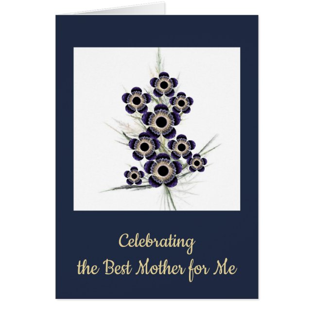 Blue and Gold Fractal Art Floral Bouquet (Front)