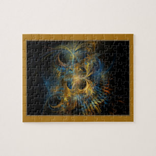 Blue And Gold Fractal Jigsaw Puzzle