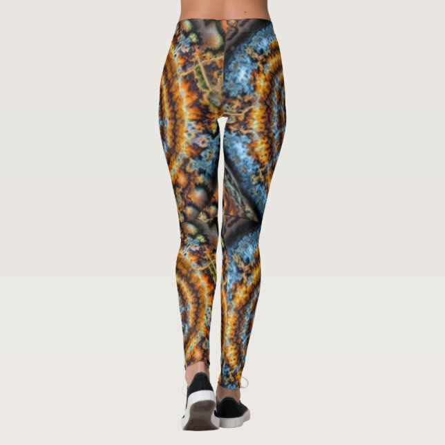 blue and gold fractal swirl leggings (Back)