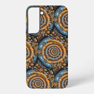 blue and gold fractal swirl samsung galaxy case
