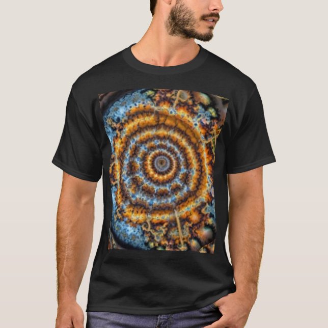 blue and gold fractal swirl T-Shirt (Front)