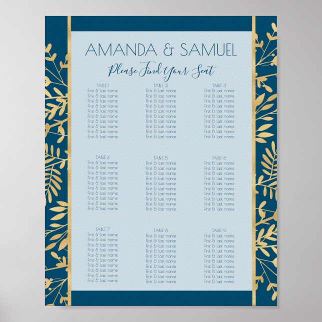 Blue and Gold Frame Modern  Poster (Front)