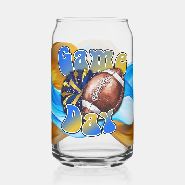 Blue and Gold Game day Can Glass (Left)