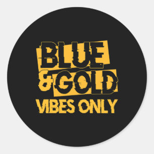 Blue And Gold Game Day Group For High School Footb Classic Round Sticker