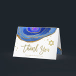 Blue and Gold Geode | Bat Mitzvah or Bar Mitzvah Thank You Card<br><div class="desc">This elegant,  modern Bat Mitzvah or Bar Mitzvah thank you card features trendy blue watercolor geode stones with faux gold handwritten script,  Star of David,  and accents.</div>