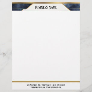Blue and Gold Geometric Banner Custom Letterhead
