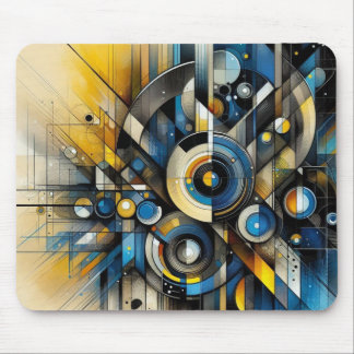 Blue and Gold Geometric Mouse Pad