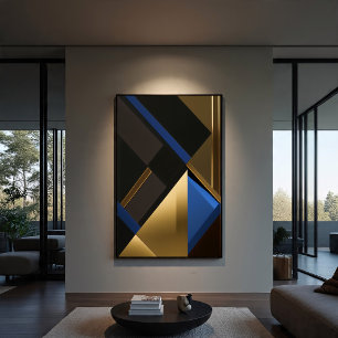 Blue and Gold Geometry Canvas Print