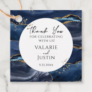 Blue and Gold Glitter Marble Thank You  Favour Tag