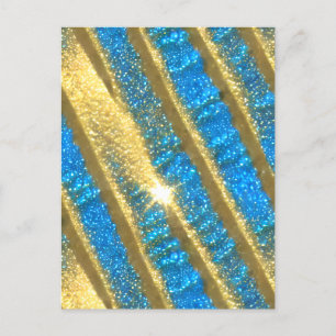Blue and Gold Glitter Pattern Postcard