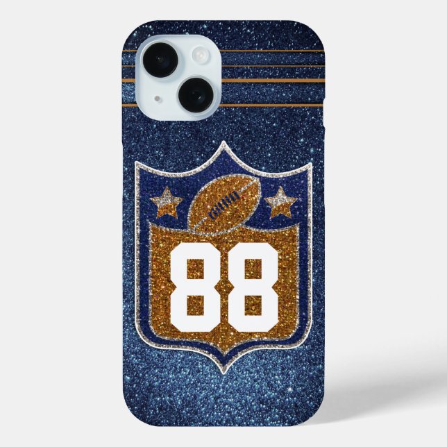 Blue and Gold Glitter School Football Team Colours Case-Mate iPhone Case (Back)