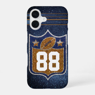 Blue and Gold Glitter School Football Team Colours iPhone 16 Case