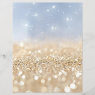 Blue and Gold Glitter Texture Scrapbook Paper