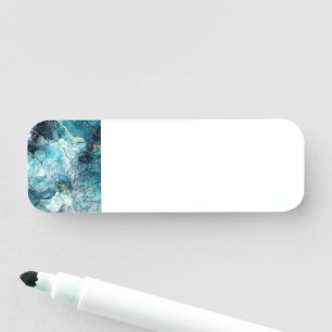 Blue and gold glittery marble name tag