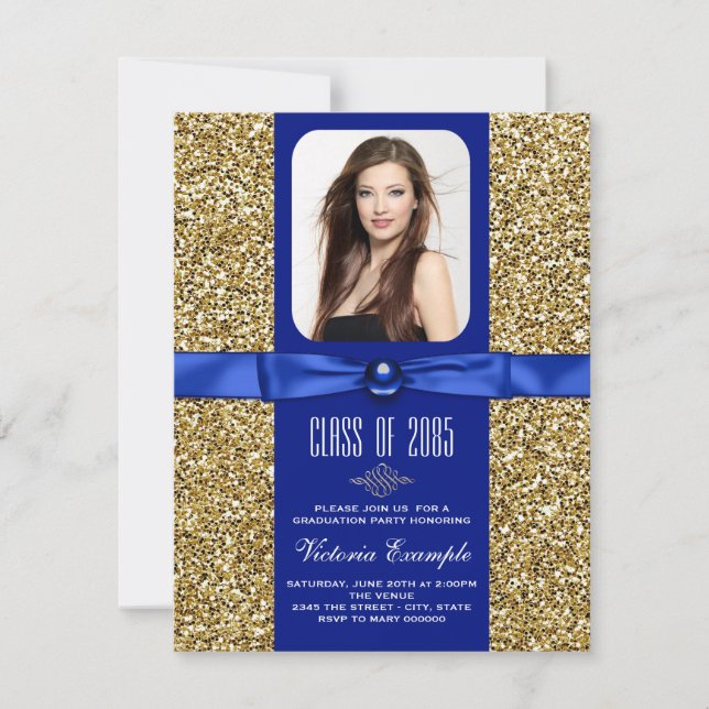 Blue and Gold Graduation Announcements (Front)