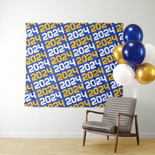 Blue and Gold Graduation Backdrop Tapestry (Creator Uploaded)