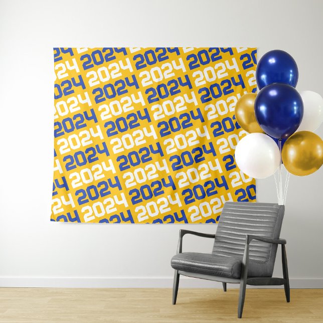Blue and Gold Graduation Backdrop Tapestry (Creator Uploaded)
