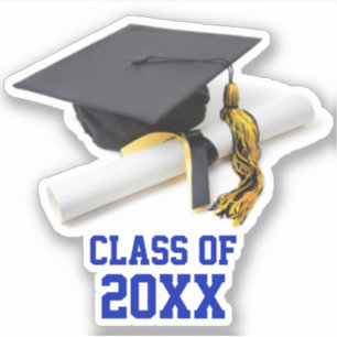 Blue and Gold Graduation Cap & Tassel Class of