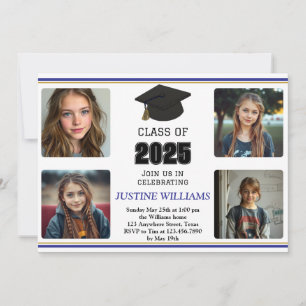Blue and Gold Graduation Invitation