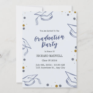 Blue and Gold Graduation Party Invitation