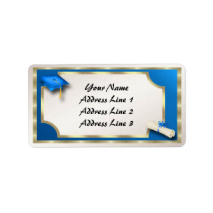 Blue and Gold Grauation Address Labels