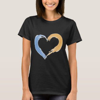 Blue and Gold Heart Brushstroke Women's T-Shirt" T-Shirt