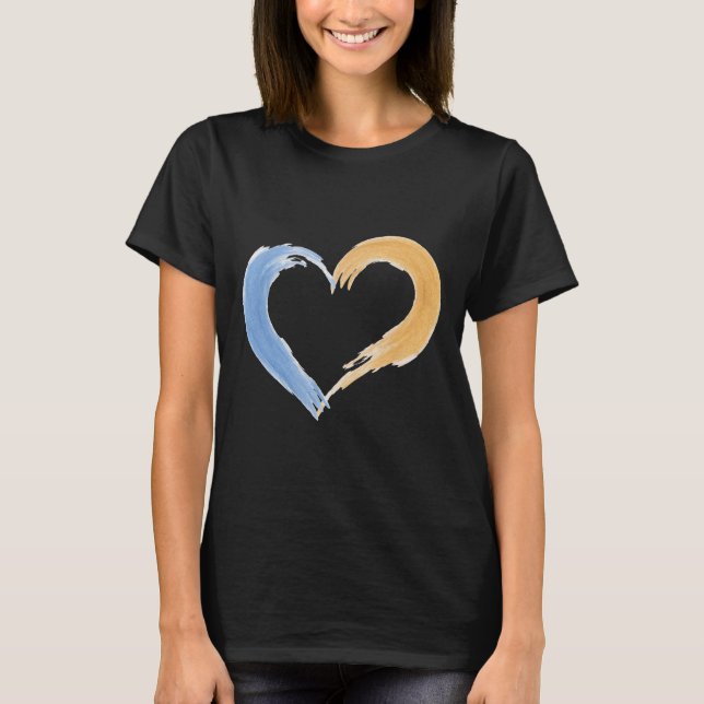 Blue and Gold Heart Brushstroke Women's T-Shirt" T-Shirt (Front)