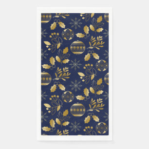 Blue and Gold Holiday Pattern Napkin