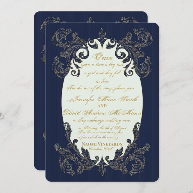 Blue and Gold  Invitation (Front/Back)