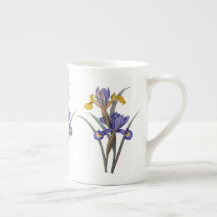 Blue and Gold Iris Redoute Bone China Mug