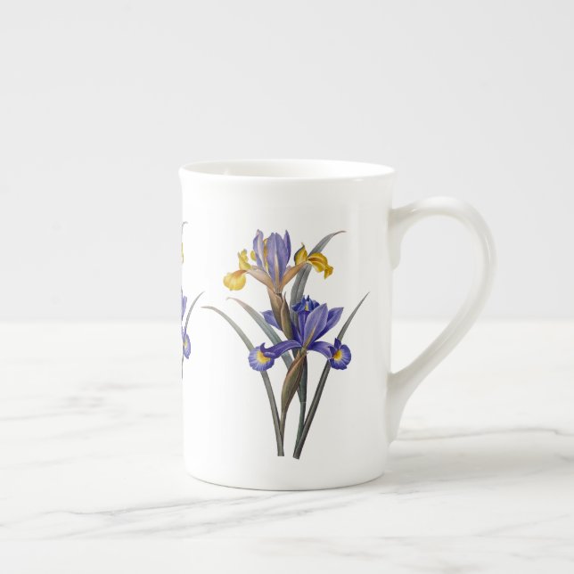 Blue and Gold Iris Redoute Bone China Mug (Right)